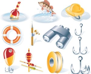 Set Of Vector 3D Fishing Icons