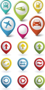 Set Of Vector Colored Map Marker Pointer Icons