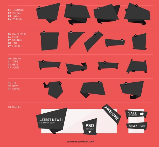 Vivid Ribbon Pack PSD Vector