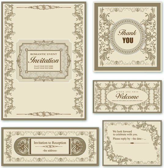 Elegant Wedding Invitation Card Design Vector 02
