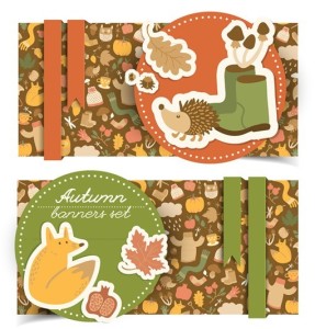 Set Of Vector Beautiful Autumn Banners 05