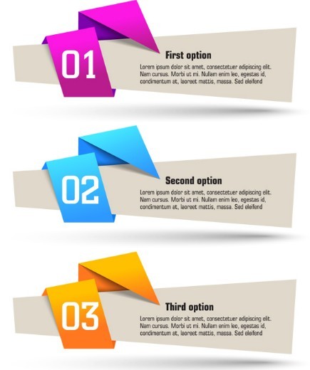 Set Of Vector Number Labels with Colored Ribbons