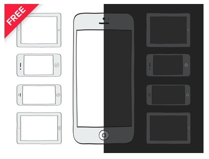 Vector Illustration Of Dark and White Mobile Devices