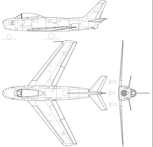 Vector North American F-86A Fighter Aircraft Perspective