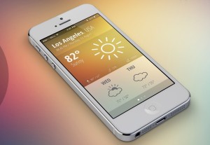 iOS 7 Style Weather App GUI PSD