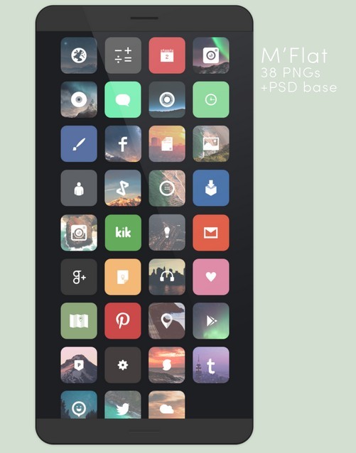 38 Flat Glyph App Icons (PSD Included)