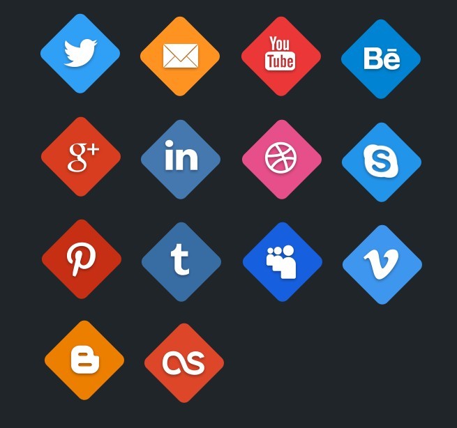 Flat Social Hex Icon Set PSD