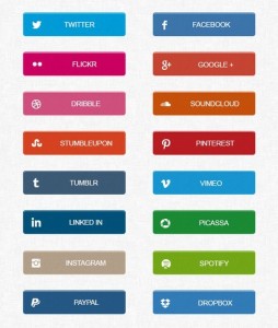 Flat Social Media Share Button Set PSD