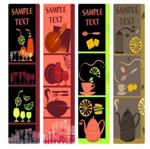Set Of Vintage Vertical Food and Drink Banners Vector