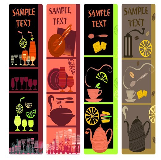Set Of Vintage Vertical Food and Drink Banners Vector