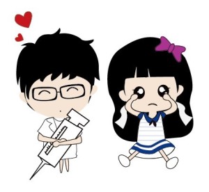 Vector Illustration of Cute Cartoon Boy and Girl