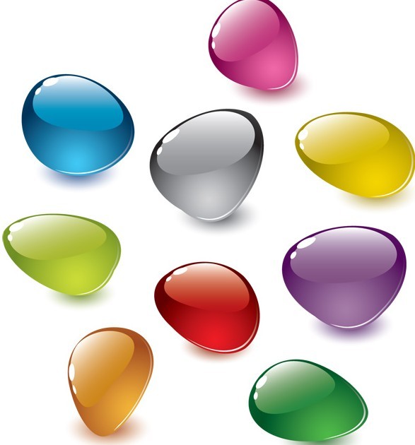 Set Of Bright Shining Cobblestones Vector 01