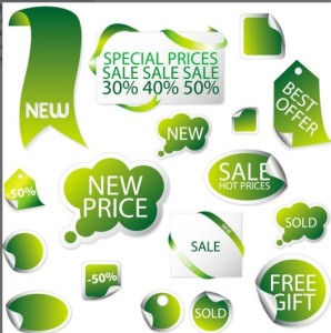 Set Of Vector Green Retail Store Elements