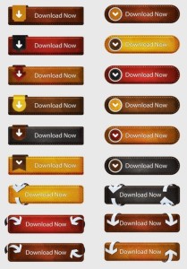 Vector Elegant Leather Download Buttons Collection