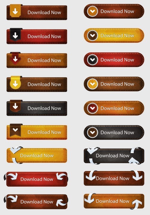 Vector Elegant Leather Download Buttons Collection