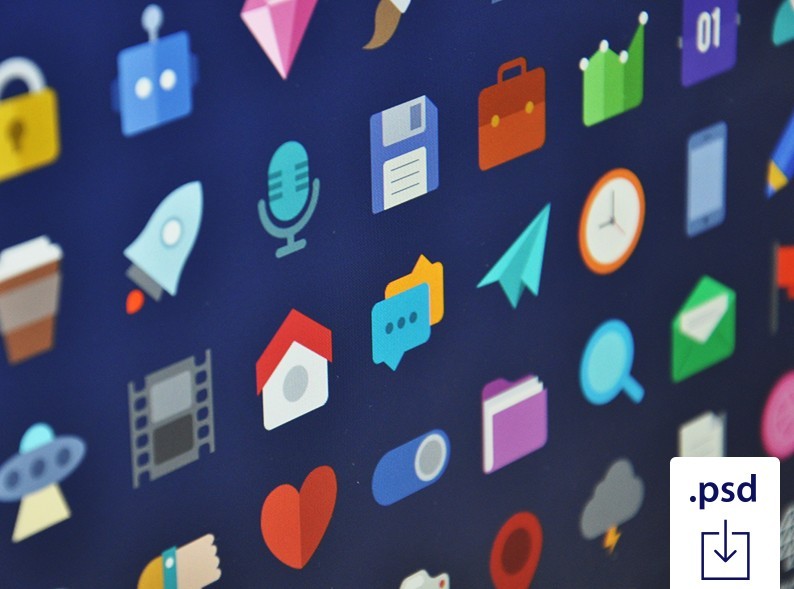 47+ High Quality Flat Styled Web Icon Set PSD