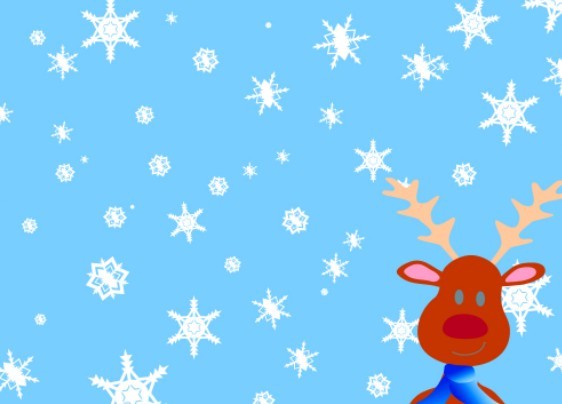 Cartoon Christmas Elk and Snowflakes Background Vector 01