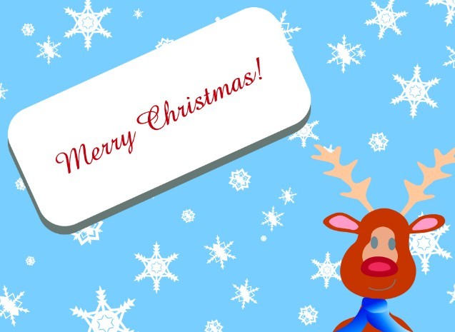 Cartoon Christmas Elk and Snowflakes Background Vector 02