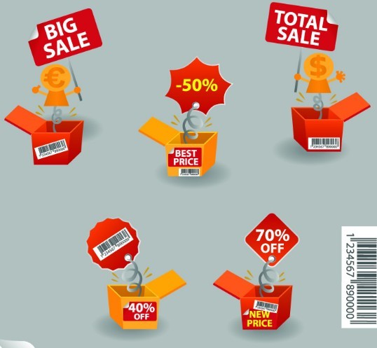 Creative Discount & Big Save Boxes Vector 01