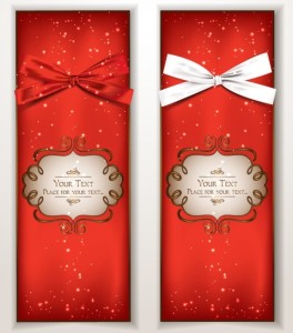 Set Of Vector Exquisite Gift Cards with Ribbon Bows 02
