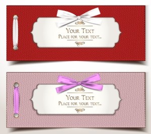 Set Of Vector Exquisite Gift Cards with Ribbon Bows 03