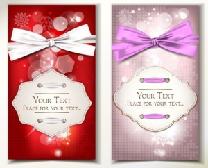 Set Of Vector Exquisite Gift Cards with Ribbon Bows 04