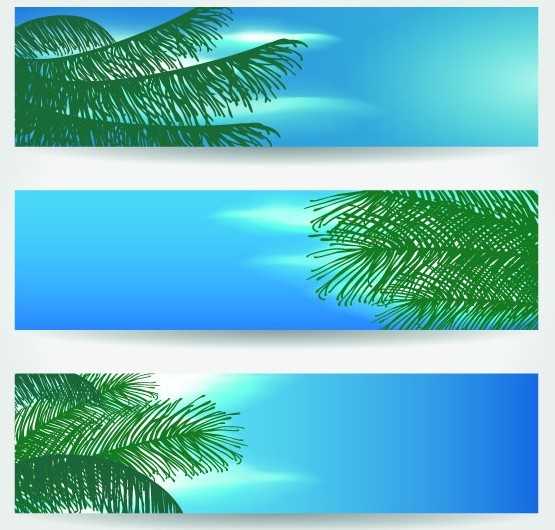 Set Of Vector Summer Paradise Banners 01