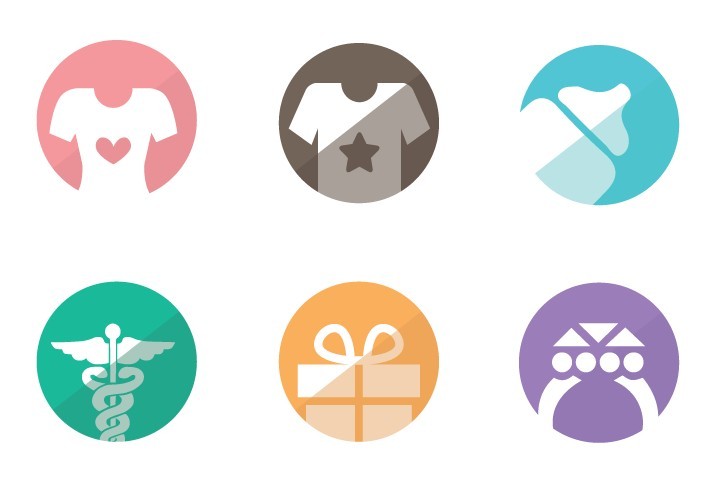 Flat Style Category Icon Set PSD