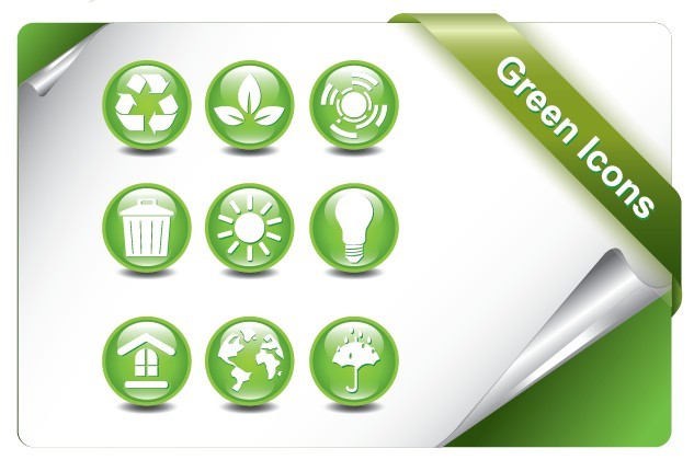 ECO Concept Green Icon Set Vector 01