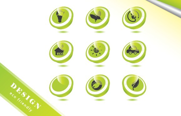 ECO Concept Green Icon Set Vector 02