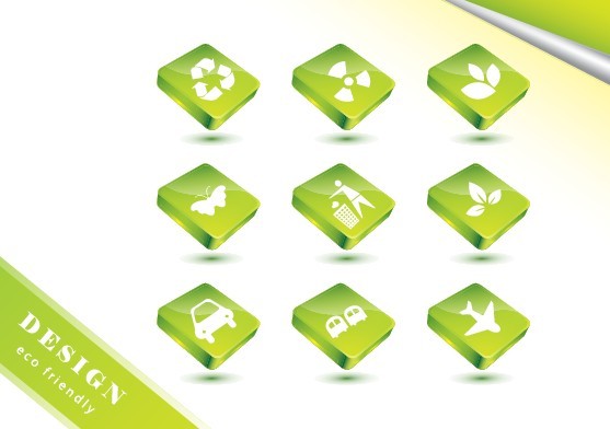 ECO Concept Green Icon Set Vector 03