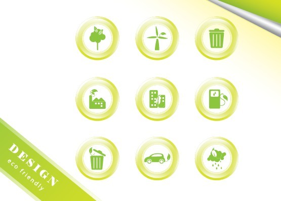 ECO Concept Green Icon Set Vector 04
