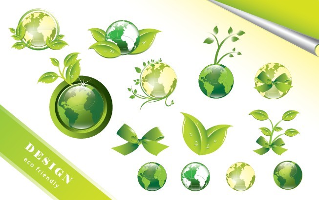ECO Friendly Green Symbol Set Vector 01