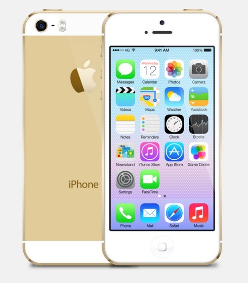 Gold iPhone 5S with iOS 7 PSD Template