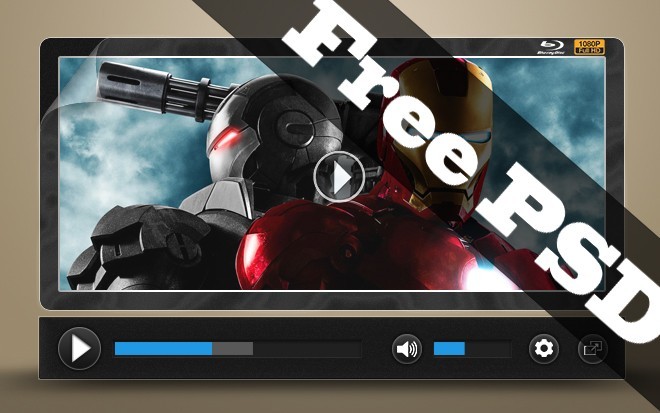 HD Black Video Player PSD