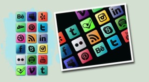 Multi-Colored Social Media Icon Set PSD