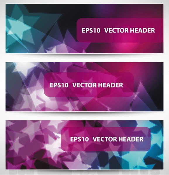 Set Of Vector Stylish Banners with Fantastic Stars Background