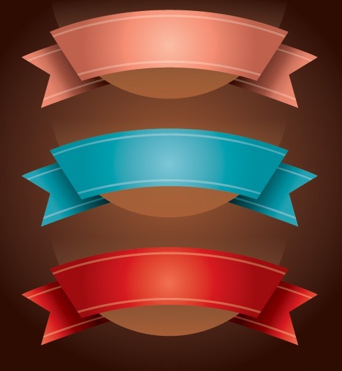 3 Elegant Vector Ribbons