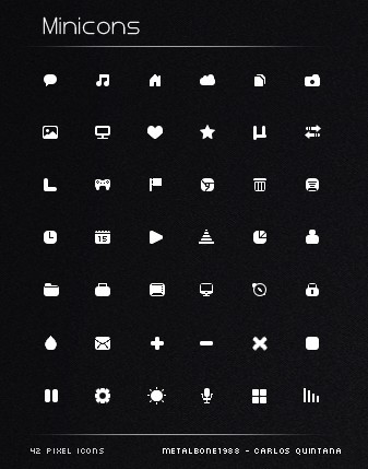 42+ Mini Pixel Icon Set PSD