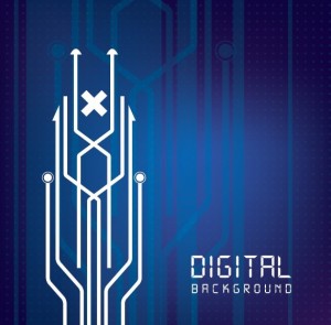 Blue and White Digital Arrows Background Vector