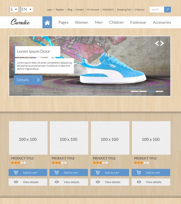 Comelce - Flat E-commerce Website Template PSD
