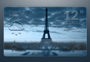 Dark Blue Weather Widget PSD