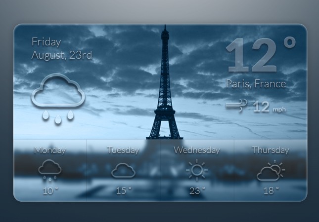 Dark Blue Weather Widget PSD