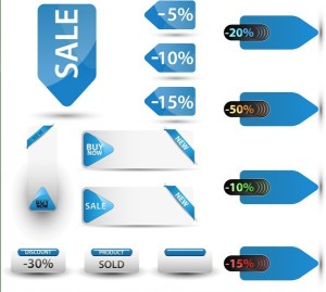 Clean Blue Sale & Discount Labels Vector