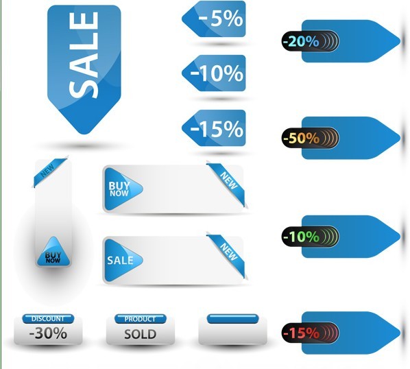 Clean Blue Sale & Discount Labels Vector