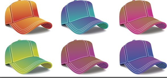Set Of Colored Baseball Cap Templates Vector 02