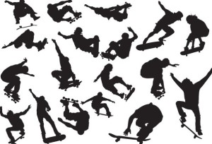 Set Of Vector Skater Boy Silhouettes