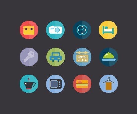 Flat Hotel Icons PSD