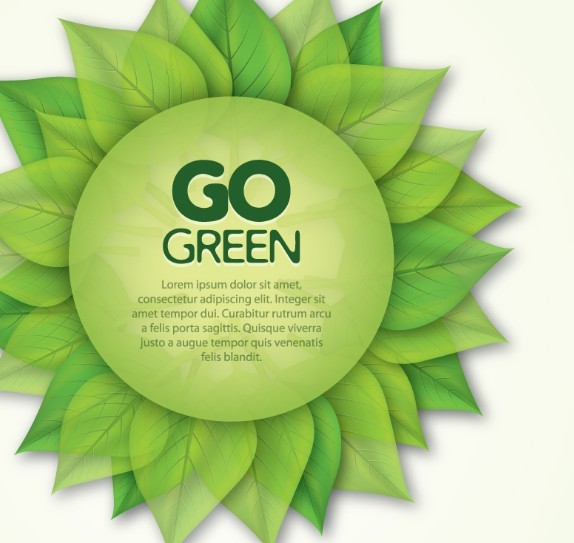 Go Green Concept Circular Leaf Label Vector