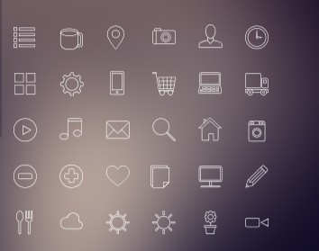 Simple Random Line Icons Pack PSD